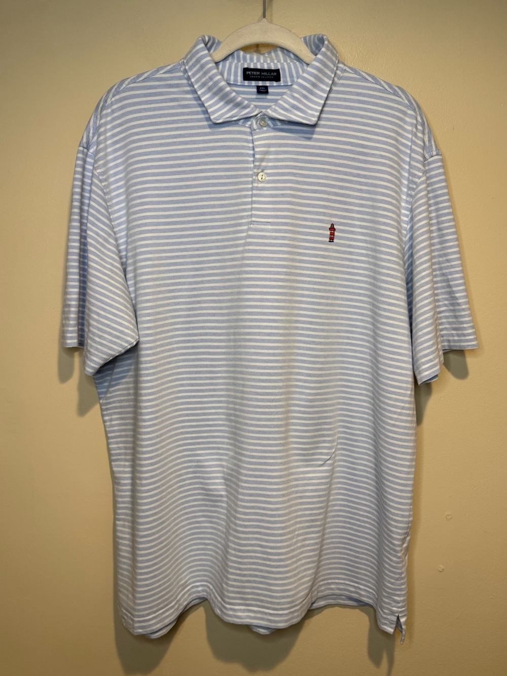 Peter Millar Crown Crafted Polo Men’s XXL blue White Fine Stripe Golf